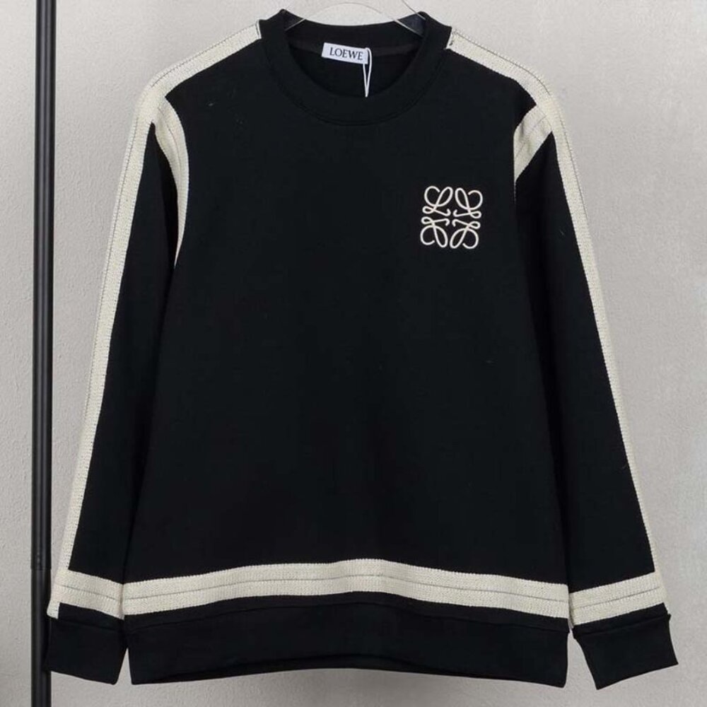 Loewe Lace Web Crew Neck Sweatshirt with Small Embroidered Chest Logo